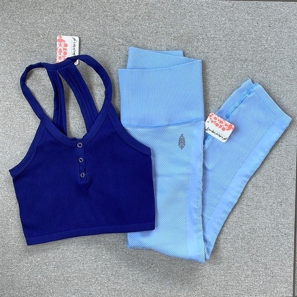 Free People Pants - NWT 2-pc Free People Outfit - Free Throw Leggings + Henley Cropped Tank Bra XS